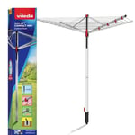 Vileda Sun-Lift 40m 4 Arm Compact Rotary Washing Line with Rotary Line Cover and Ground Socket