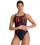 Arena Maillot de Bain Une pièce Team Painted Stripes Challenge Back MaxLife pour Femme Rouge Taille 34