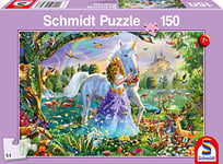 Schmidt Spiele-56307 Princesse avec Licorne et château-Puzzle 150 pièces pour Enfant, 56307, Multicolore