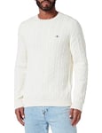 GANT Men's Cotton Cable C-Neck Sweater, Cream, XXL