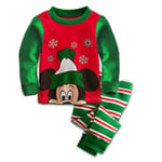 Barn Pojkar Flickor Mickey Mouse Jul Outfit Toppar Byxor Pyjamas Set Nattkläder Green Mickey 120cm