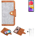 Felt Case + earphones for Samsung Galaxy M13 Cover light grey