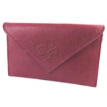 PROMOTION ! Porte-papier enveloppe cuir pailleté 'Les Trésors De Lily' rouge rubis - 16x8x3 cm