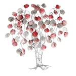 Casablanca Objet Mural décoratif Love Tree - Tableau en métal XXL Arbre avec Feuilles - Décoration Murale pour Salon - Couleurs : Rouge, Gris, argenté - 80 x 72 cm