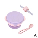 Cute Silicone Baby Suction Table With Cover Drinking Straw A Pink