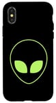 Coque pour iPhone X/XS Tête d'extraterrestre verte – drôle OVNI amateur d'alien style années 90 cosmique