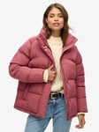 Superdry Mid Length Puffer Jacket - Red, Red, Size 12, Women