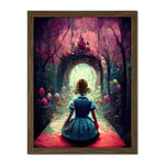 Doppelganger33 LTD Alice In Wonderland Through Looking Glass Enchanted Pink Forest Artwork Framed Wall Art Print 18X24 Inch