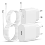 2Pack Câble Chargeur iPhone 15 16, 20W USB C Chargeur Rapide 2M Câble C to C pour iPhone 16 Pro/16 Pro Max/15 Pro Max/15 Plus iPad Pro 12.9/11 inch, Air 5 4, Samsung Galaxy,Adaptateur Secteur