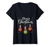 Womens Merry Christmas Lights Coyote Santa Hat Ugly Xmas V-Neck T-Shirt