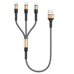 RAVIAD Câble Chargeur Multi Embout Court [50CM], 3 en 1 Câble Universel Cable multi chargeur de Chargement avec Lightning+ USB C+ Micro Connecteur pour iPhone, Samsung Galaxy, Huawei, OnePlus- Or