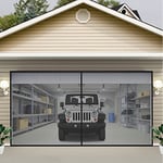 VEVOR Moustiquaire de porte de garage, 488x213 cm pour 2 voitures, maille en fibre de verre robuste pour entrée rapide avec aimant auto-scellant et fond lesté, adapté aux enfants/animaux domestiques