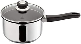 Judge Vista J307EA Stainless Steel Non-Stick Large Saucepan with Pouring Lip 20cm 3L, Glass Strain & Pour Lid, Induction Ready, Oven Safe, 25 Year Guarantee