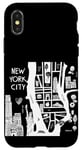 Coque pour iPhone X/XS Profitez de New York City The Big Apple Street Food Doodles Map