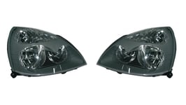 Set strålkastare lamplig for Renault Clio II Facelift 20012005 SvartKlar