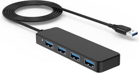 Hub USB 3.0 Multi USB 4 Ports 3.0 5Gbps Adaptateur Portable Multi Data Hub avec Câble de 120mm Compatible pour Macbook/Mac Pro/Mini/iMac/Surface Pro/XPS/Notebook PC, Plug-et-Play