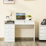 White Computer Desk Side Drawers for Home Office Writing Study PC Table Storage