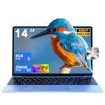 NOTODD Ordinateur Portable 14 Pouces Win11 256Go SSD Soutien Extension 1TB,Pc Portable Celeron N4020 Pas Cher FHD 1080 5G WiFi BT4.2 inclut Souris sans Fil&AZERTY Clavier Couverture-Bleu