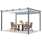 Primeyard Pergola 3x4 m pavillon avec toit rétractable gris - construction en acier