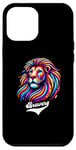 Coque pour iPhone 12 Pro Max Lion coloré avec inscription « Bravery »