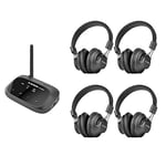 Avantree Quartet Multiple Wireless Headphones 4 Pack, Superb HD Sound, Up to 100PCS, Silent Disco Party Bundle Package, 2 EQ Modes, Assistive Listening System Device for Outdoor Movie School Church TV