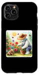 Coque pour iPhone 11 Pro Ice Bear Gardening In A Flower Bed Chapeau de paille Motif papillons