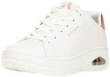 Skechers Women's Uno Courted Style, White Leather/Rose Gold Duraleather, 4.5 UK