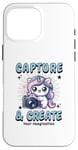 Coque pour iPhone 16 Pro Max Appareil photo mignon Photographe Licorne Capture et