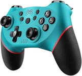 Manette sans Fil pour Nintendo Switch NS QUMOX Bluetooth Manette Switch Pro Switch Controller avec Batterie Rechargeable/Turbo/6-Axis Gyro bleu