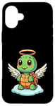 Coque pour iPhone 16 Plus Tortue d'ange mignonne avec halo dessin animé