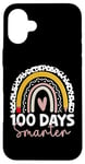 Coque pour iPhone 16 Plus 100 Days Smarter Teacher Rainbow, 100e journée d'école