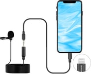 Microphone Lavalier Lightning, LavMicro U1B Micro Cravate Universel avec Adaptateur Lightning Plug Compatible avec iPhone 11 10 X 8 7 Mac iPad Youtube Video Facebook Live (20ft)