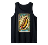 Vintage Hot Dog Tarot Card Sausage Retro BBQ Grill Sandwich Tank Top