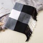 Tartan Echarpe Châle Classique Élégant Noir Blanc À Carreaux Hommes Écharpe Homme Automne Cachemire Poncho Femme Hiver Écharpes Mâle Écharpe-F