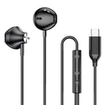 Écouteurs Semi Intra-Auriculaires USB-C avec Télécommande Modèle Jupiter, Noir