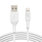 USB A till Lightning MFi Kabel Rvelon - 2 Meter Vit Vit