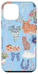 iPhone 12 mini Blue Coquette Floral Ribbon Bow & Cute Kitten Cat Lover Case