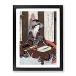 Lady Writing A Poem By Yashima Gakutei Asian Japanese Framed Wall Art Print, Ready to Hang Picture for Living Room Bedroom Home Office Décor, Black A3 (34 x 46 cm)