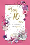 For You Mum Special 70th Birthday Perfume Roses Floral Gold Foiled Greeting Card