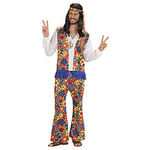 WIDMANN MILANO PARTY FASHION - Costume Hippie Man, chemise avec gilet, pantalon, foulard, chaîne avec médaillon, carnaval, fête à thème