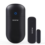 SECRUI Wireless Door Open Sensor Alarm Chime, 400ft Operating Range 52 Chimes Volume with Mute Mode Led Indicators 1 Plug-in Receiver 1 Magnetic Door Alarm Sensor for Home Store Office Security Black