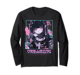 Dreaming Anime Girl Goth Vaporwave Glitch Aesthetic Lovers Long Sleeve T-Shirt