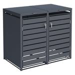 Cache poubelle 2 poubelles 240 L en acier 132 x 80 x 116 cm anthracite