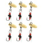 6Pcs Flying Fishing Lures 14# Trout Lures Trout Spinners Fly Fishing Lures Gold