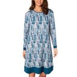 Lady Avenue Bamboo Longsleeve Nightdress Blå Mønster Bambus 3XL Dame