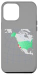 Coque pour iPhone 12 Pro Max Carte des États-Unis et de l'Amérique du Nord. Rouge surligné Californie