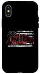 Coque pour iPhone X/XS Drapeau américain semi-conducteur 18 roues camionneur patriotique