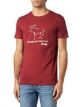 JEEP Men's J Man T-Shirt Moose Outline-Venture Into The Wild Large Print J23W, Bordeaux, L