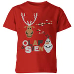 Disney Frozen Olaf and Sven Kids' Christmas T-Shirt - Red - 3-4 Years