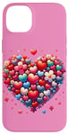 iPhone 14 Plus Cute Heart with Flowers and Hearts for Valentine's Day Case